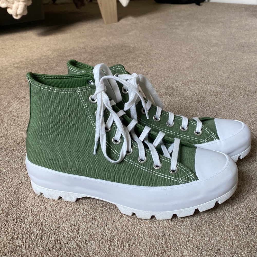 Platform converse high tops - green
